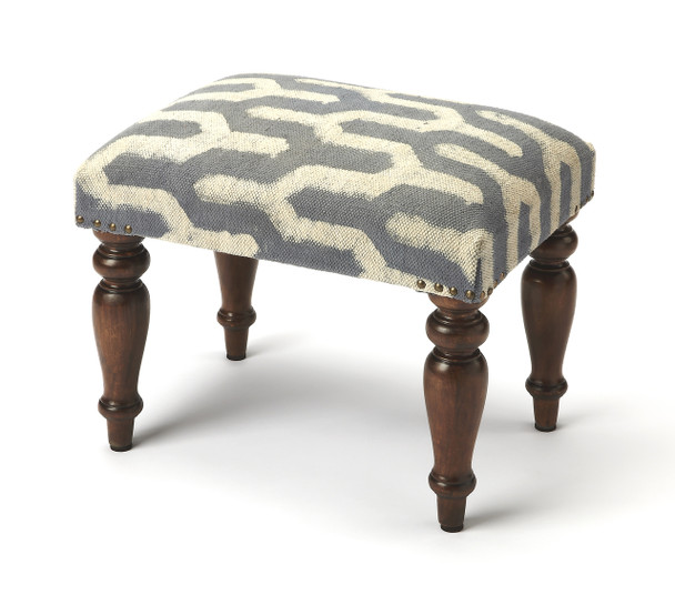 Butler Yolanda Faded Blue & White Print Vanity Stool