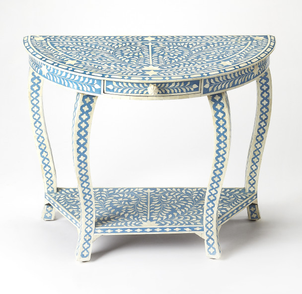 Butler Darrieux Blue Bone Inlay Demilune Console Table