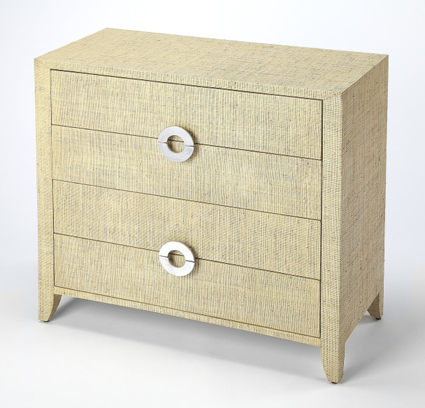 Butler Amelle Cream Raffia 4 Drawer Accent Chest