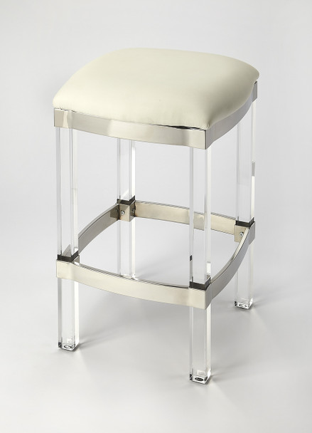 Butler Jordan Acrylic & White Leather Counter Stool