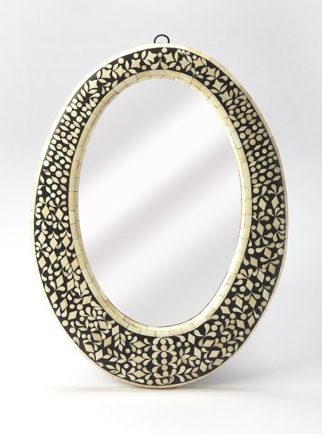 Butler Orzo Black Bone Inlay Oval Wall Mirror