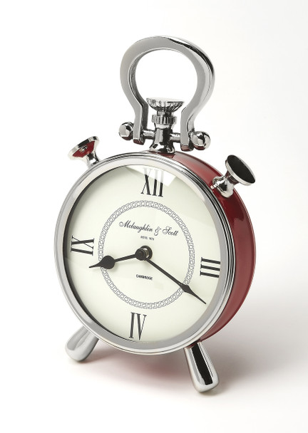 Butler Ruby Red & Nickel Finish Desk Clock