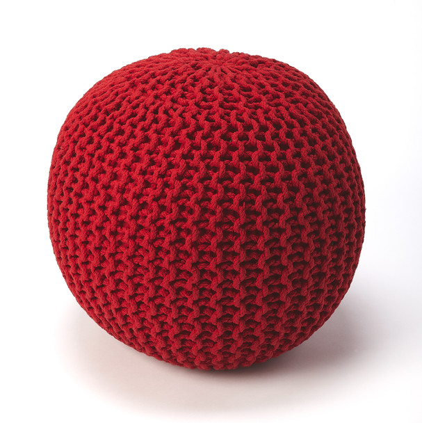 Butler Pincushion Red Woven Pouffe