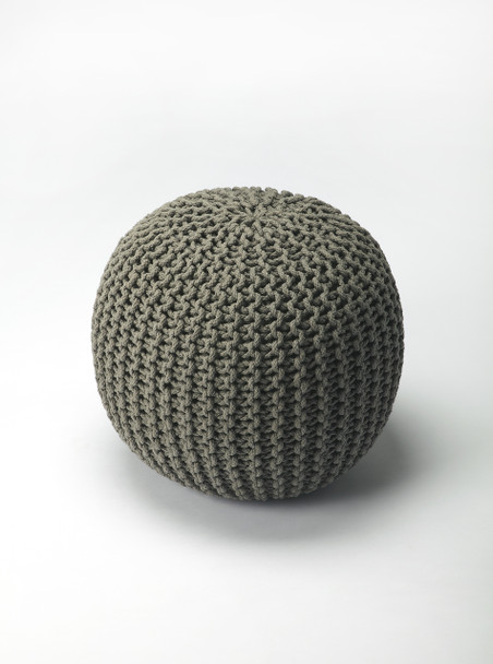 Butler Pincushion Gray Woven Pouffe