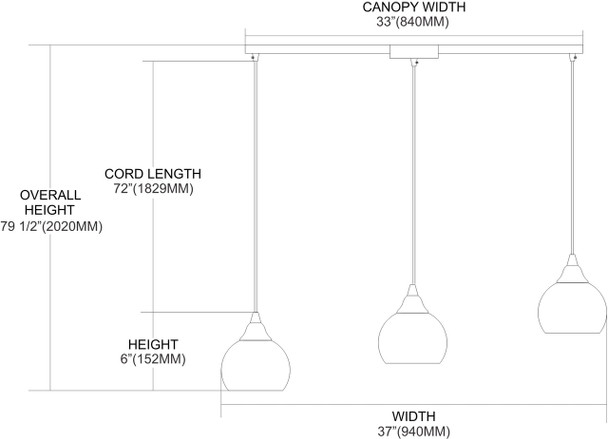 ELK Lighting Mela 3-Light Pendant - 101-3L-MT