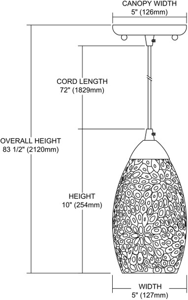 ELK Lighting Etched Glass 1-Light Mini Pendant - 10245/1