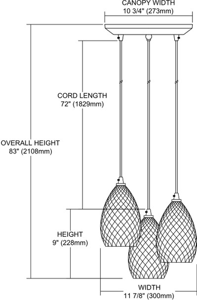 ELK Lighting Geval 3-Light Mini Pendant - 10253/3CL