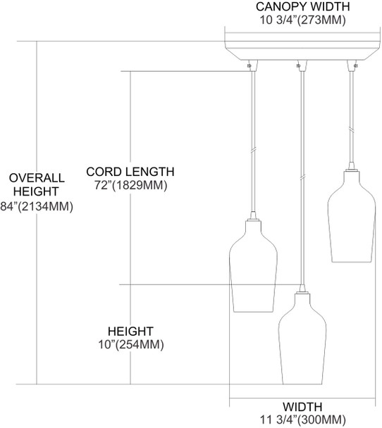 ELK Lighting Hammered Glass 3-Light Mini Pendant - 10331/3HRD