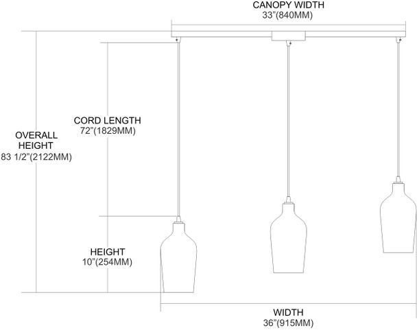 ELK Lighting Hammered Glass 3-Light Mini Pendant - 10331/3L-HAQ