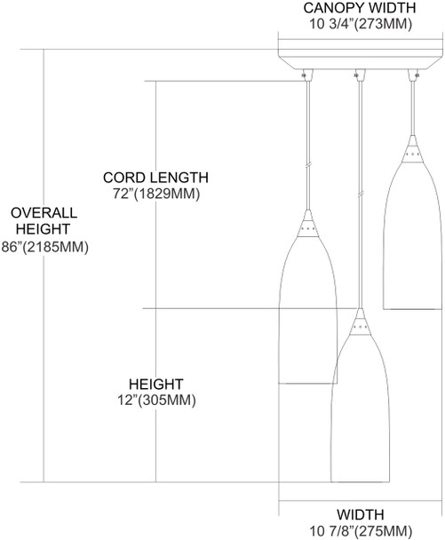 ELK Lighting Cilindro 3-Light Mini Pendant - 522-3WS