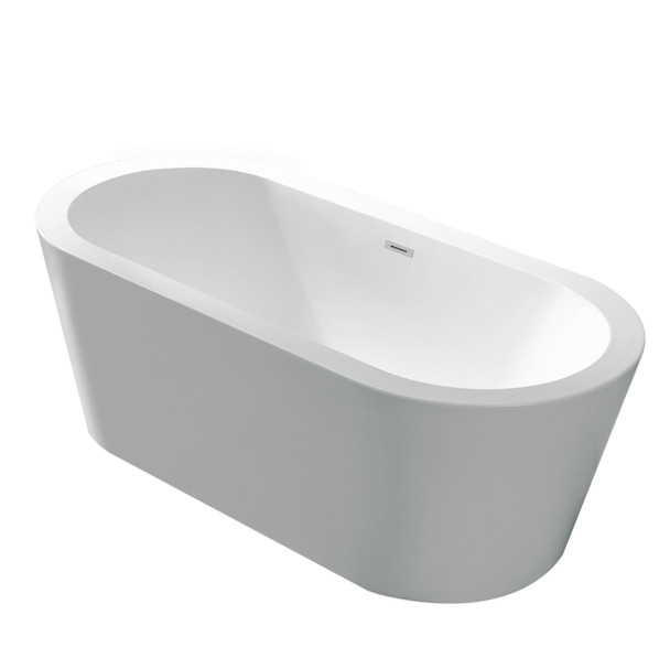 ANZZI Ares 5.5 Ft. Center Drain Freestanding Bathtub In Glossy White - FT-AZ104