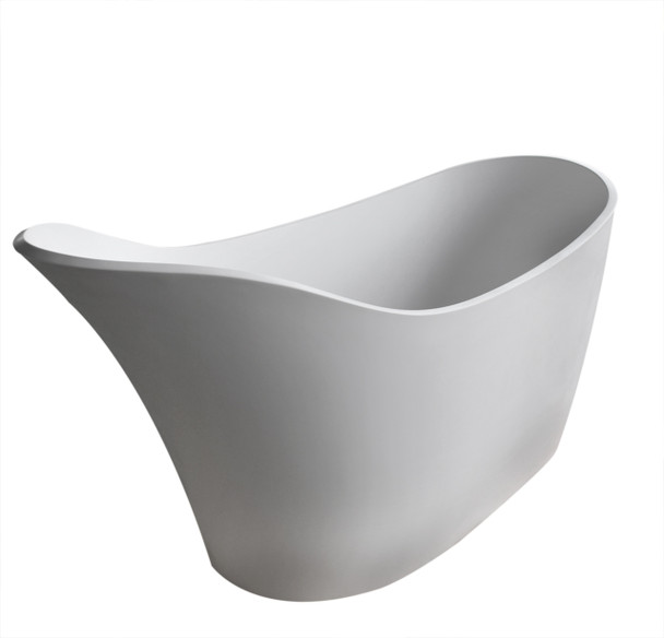 ANZZI Alto 5.6 Ft. Man-made Stone Center Drain Freestanding Bathtub In Matte White - FT-AZ507
