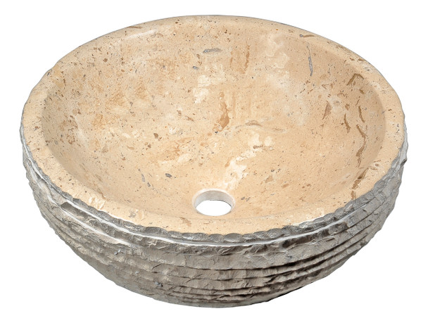 ANZZI Desert Basin Vessel Sink In Classic Cream Marble - LS-AZ147