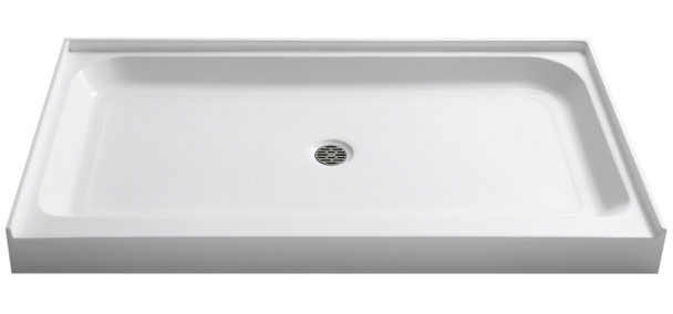 ANZZI Tier 32 X 60  In. Center Drain Single Threshold Shower Base In White - SB-AZ03CD