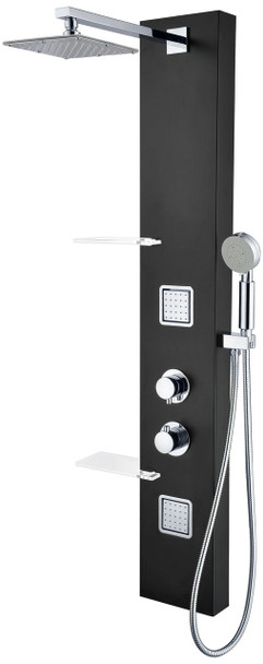 ANZZI Ronin 52 In. 2-jetted Full Body Shower Panel With Heavy Rain Shower And Spray Wand In Black - SP-AZ025