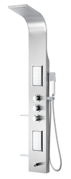 ANZZI Field 58 In. Full Body Shower Panel With Heavy Rain Shower And Spray Wand In Brushed Steel - SP-AZ042