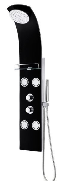 ANZZI Llano Series 56 In. Full Body Shower Panel System With Heavy Rain Shower And Spray Wand In Black - SP-AZ047