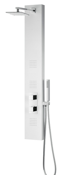 ANZZI Vega Series 56 In. Full Body Shower Panel System With Heavy Rain Shower And Spray Wand In White - SP-AZ053