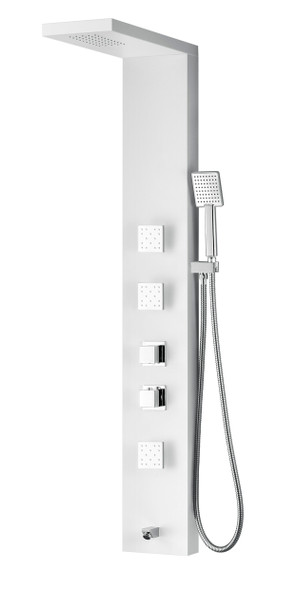 ANZZI Delta Series 56 In. Full Body Shower Panel System With Heavy Rain Shower And Spray Wand In White - SP-AZ054
