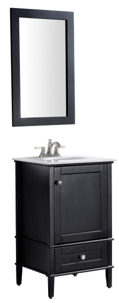 ANZZI Alexander 21 In. W X 34.4 In. H Bathroom Vanity Set In Rich Black - V-AXG022-21