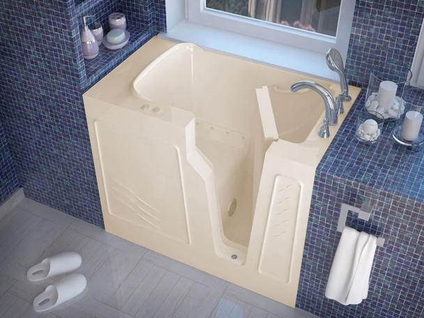 MediTub Walk-In 26 x 46 Right Drain Biscuit Air Jetted Walk-In Bathtub - 2646RBA