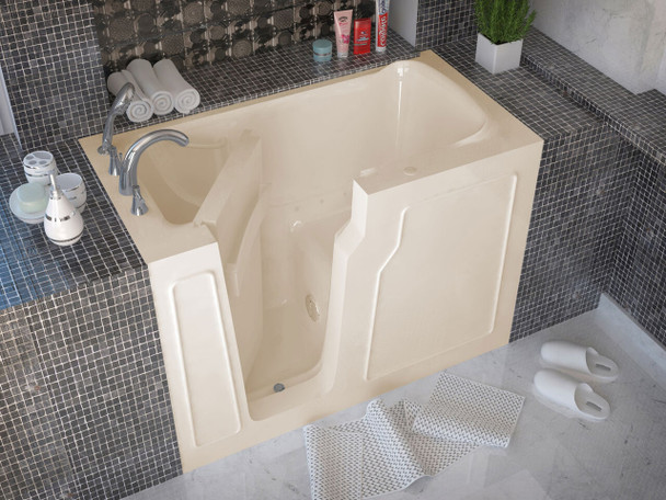 MediTub Walk-In 29 x 52 Left Drain Biscuit Air Jetted Walk-In Bathtub - 2952LBA