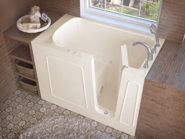 MediTub Walk-In 30 x 53 Right Drain Biscuit Air Jetted Walk-In Bathtub - 3053RBA