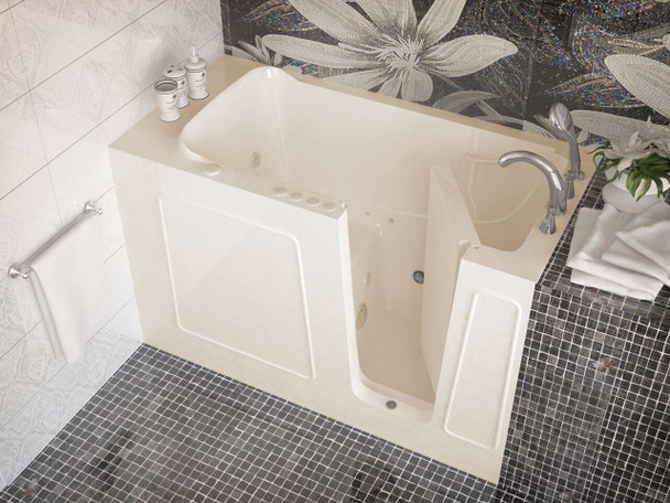 MediTub Walk-In 30 x 60 Right Drain Biscuit Whirlpool & Air Jetted Walk-In Bathtub - 3060WIRBD