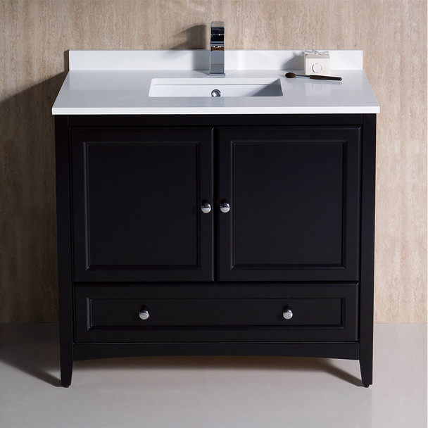 Fresca Oxford 36" Espresso Traditional Bathroom Cabinet W/ Top & Sink - FCB2036ES-CWH-U