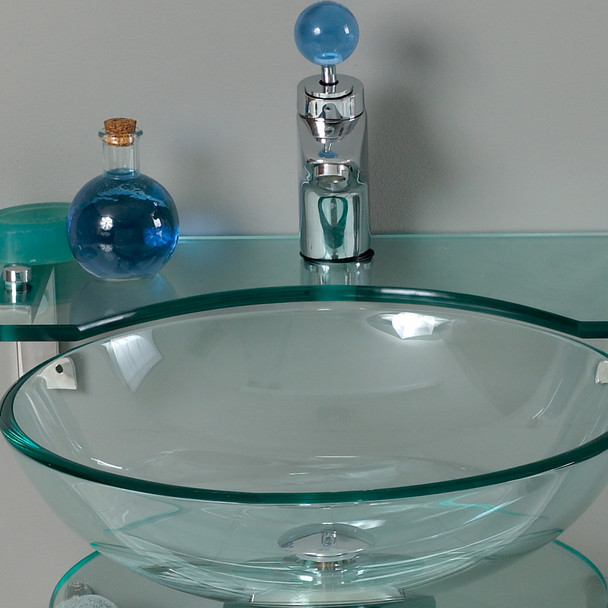Fresca Ovale 24" Modern Glass Bathroom Vanity W/ Frosted Edge Mirror - FVN1019