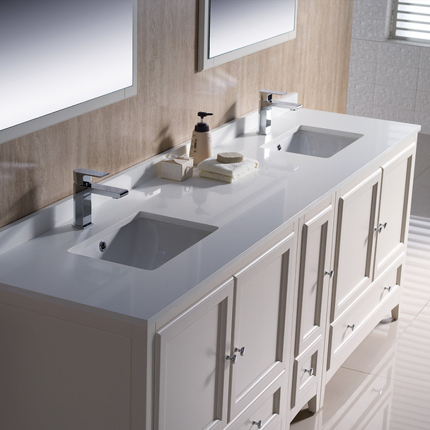 Fresca Oxford 84" Antique White Traditional Double Sink Bathroom Vanity - FVN20-361236AW