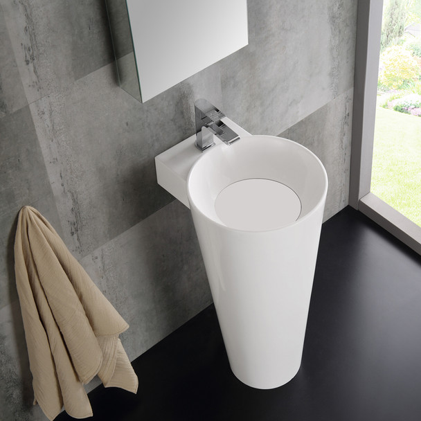 Fresca Messina 16" White Pedestal Sink W Medicine Cabinet - Modern Bathroom Vanity - FVN5022WH