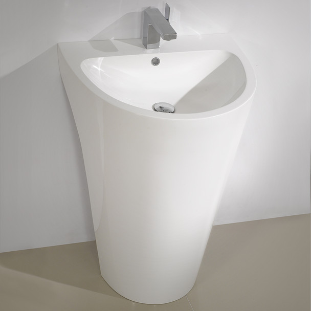 Fresca Parma 24" White Pedestal Sink W/ Medicine Cabinet - Modern Bathroom Vanity - FVN5023WH