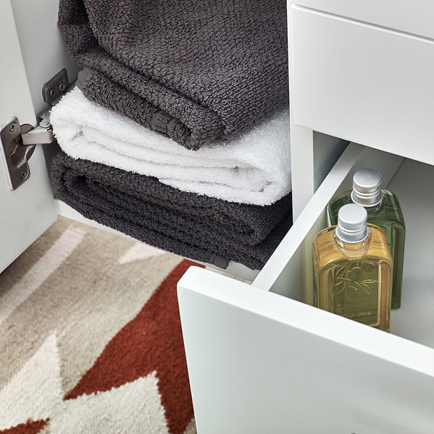 Fresca Lucera 36" White Wall Hung Undermount Sink Modern Bathroom Vanity W/ Medicine Cabinet - Left Version - FVN6136WH-UNS-L