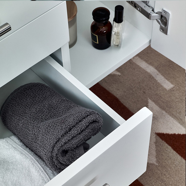 Fresca Lucera 60" White Wall Hung Single Undermount Sink Modern Bathroom Vanity W/ Medicine Cabinet - FVN6160WH-UNS