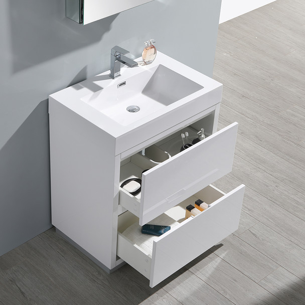 Fresca Valencia 30" Glossy White Free Standing Modern Bathroom Vanity W/ Medicine Cabinet - FVN8430WH