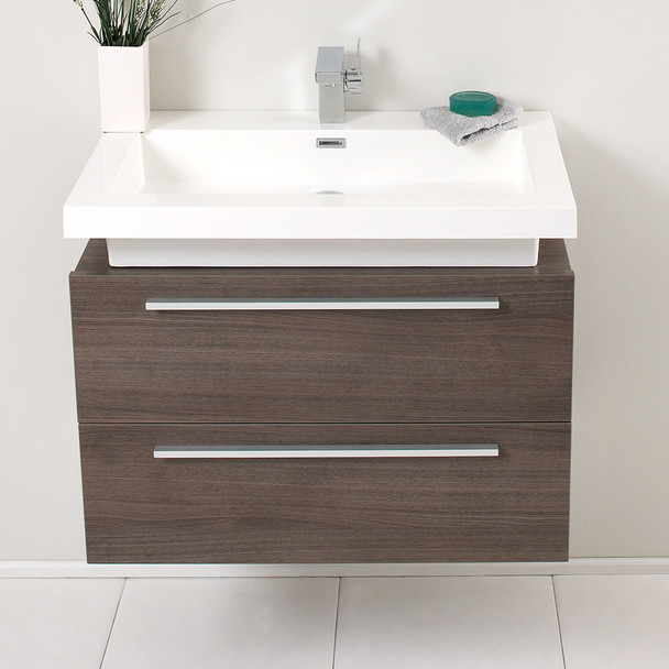 Fresca Medio 32" Gray Oak Modern Bathroom Cabinet W/ Vessel Sink - FCB8080GO-I
