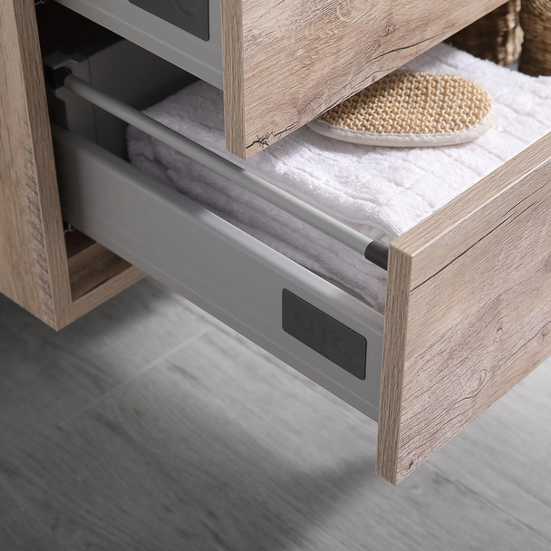 Fresca Catania 30" Rustic Natural Wood Wall Hung Modern Bathroom Vanity W/ Medicine Cabinet - FVN9230RNW