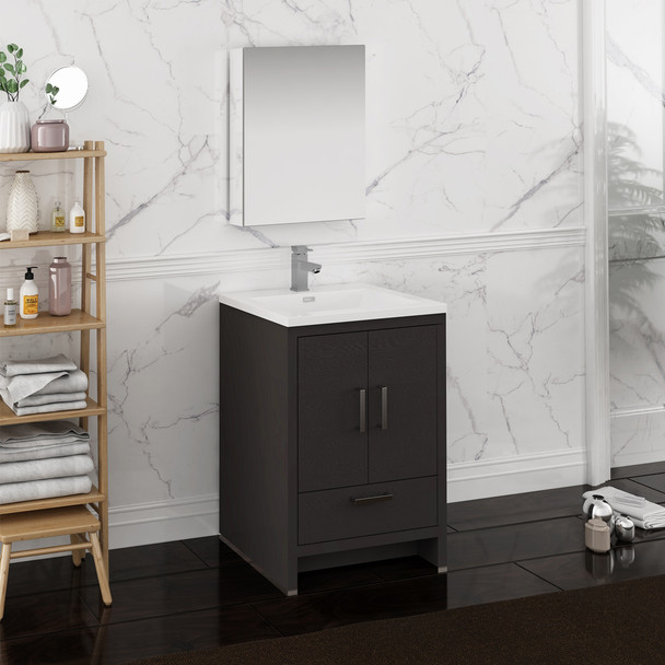 Fresca Imperia 24" Dark Gray Oak Free Standing Modern Bathroom Vanity W/ Medicine Cabinet - FVN9424DGO