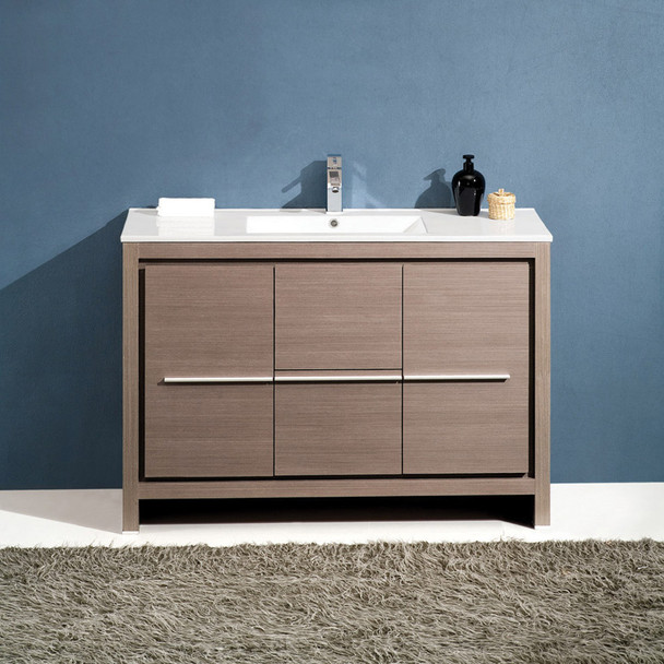 Fresca Allier 48" Gray Oak Modern Bathroom Cabinet W/ Sink - FCB8148GO-I
