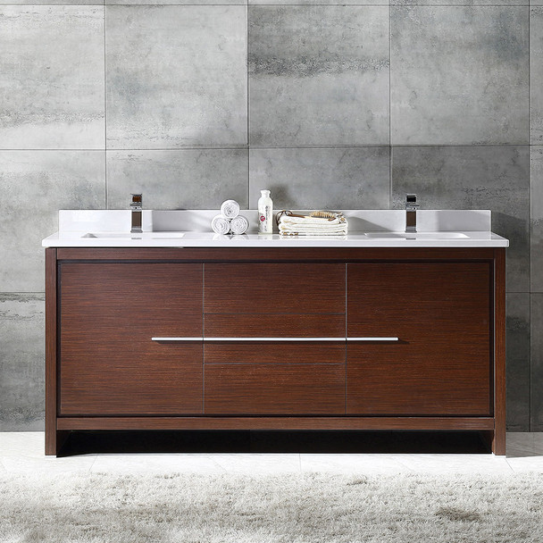 Fresca Allier 72" Wenge Brown Modern Double Sink Bathroom Cabinet W/ Top & Sinks - FCB8172WG-CWH-U
