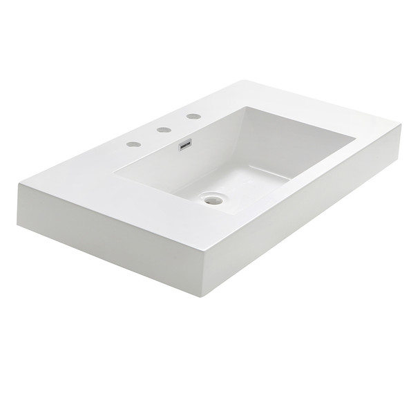 Fresca Vista 36" White Integrated Sink / Countertop - FVS8090WH