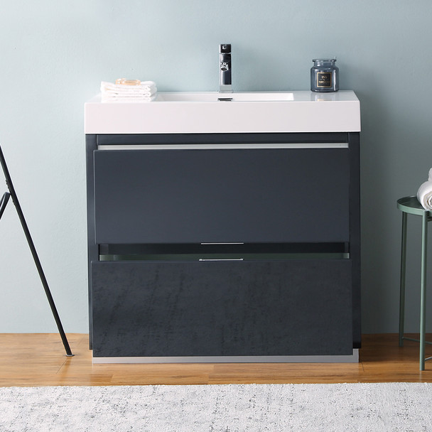 Fresca Valencia 36" Dark Slate Gray Free Standing Modern Bathroom Vanity - FCB8436GG-I