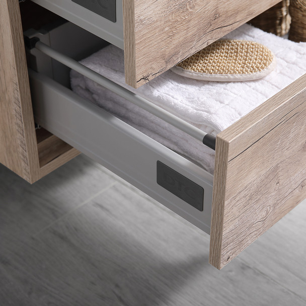 Fresca Catania 48" Rustic Natural Wood Wall Hung Modern Bathroom Cabinet W/ Integrated Sink - FCB9248RNW-I