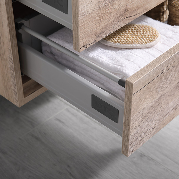 Fresca Catania 60" Rustic Natural Wood Wall Hung Modern Bathroom Cabinet W/ Integrated Single Sink - FCB9260RNW-S-I