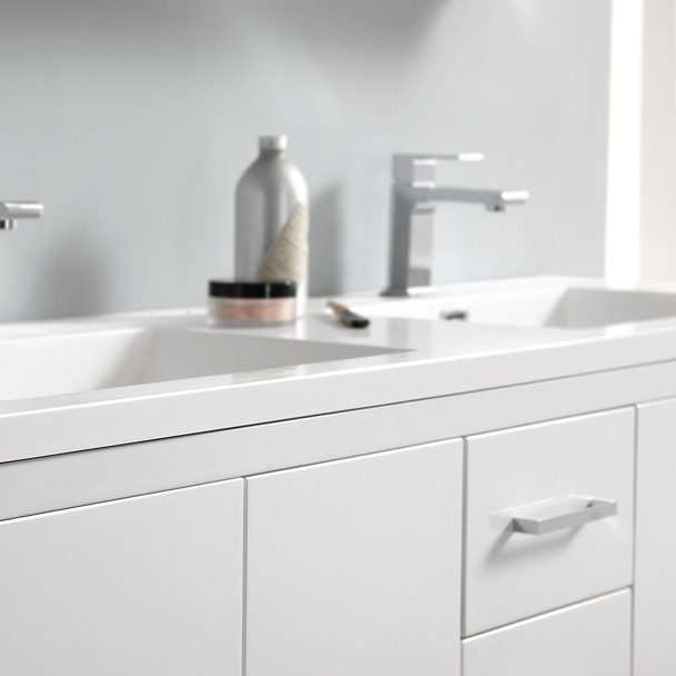 Fresca Imperia 60" Glossy White Free Standing Modern Bathroom Cabinet W/ Integrated Double Sink - FCB9460WH-D-I