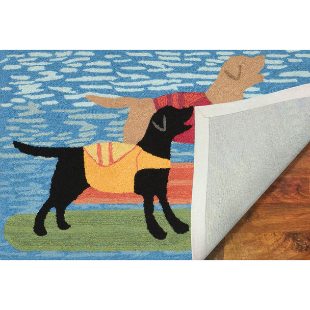 Liora Manne Frontporch 1881/04 Surfboard Dogs Ocean Hand Tufted Area Rugs