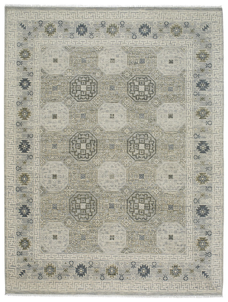 Capel Burmesse-Tile Silver 1884_300 Hand Knotted Rugs