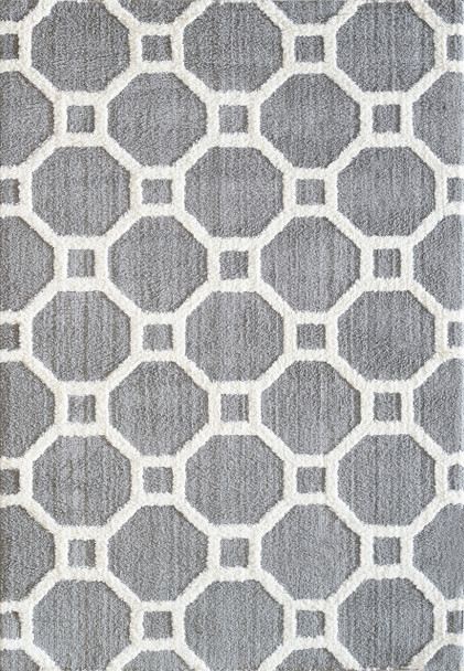 Dynamic Silky Shag Machine-made 5903 Silver/white Area Rugs