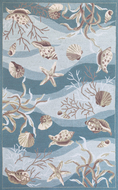 KAS Rugs Sonesta 2003 Seafoam Shells Hand-hooked Area Rugs